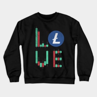 Vintage LOVE Stock Chart Litecoin LTC Coin Valentine Crypto Token Cryptocurrency Blockchain Wallet Birthday Gift For Men Women Kids Crewneck Sweatshirt